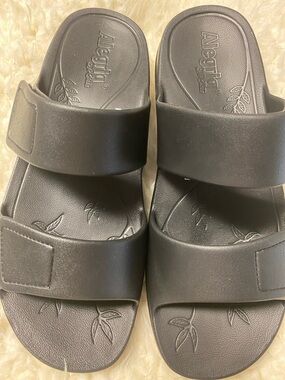 Alegria Orbyt Fruit Punch Black Double-Strap Recover Me Slide Sandals